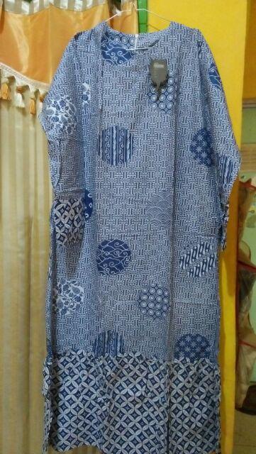 Gamis Rempel Lawasan Indigo Busana Batik Wanita Cantik Modern Casual Formal Katun Premium Eksklusif