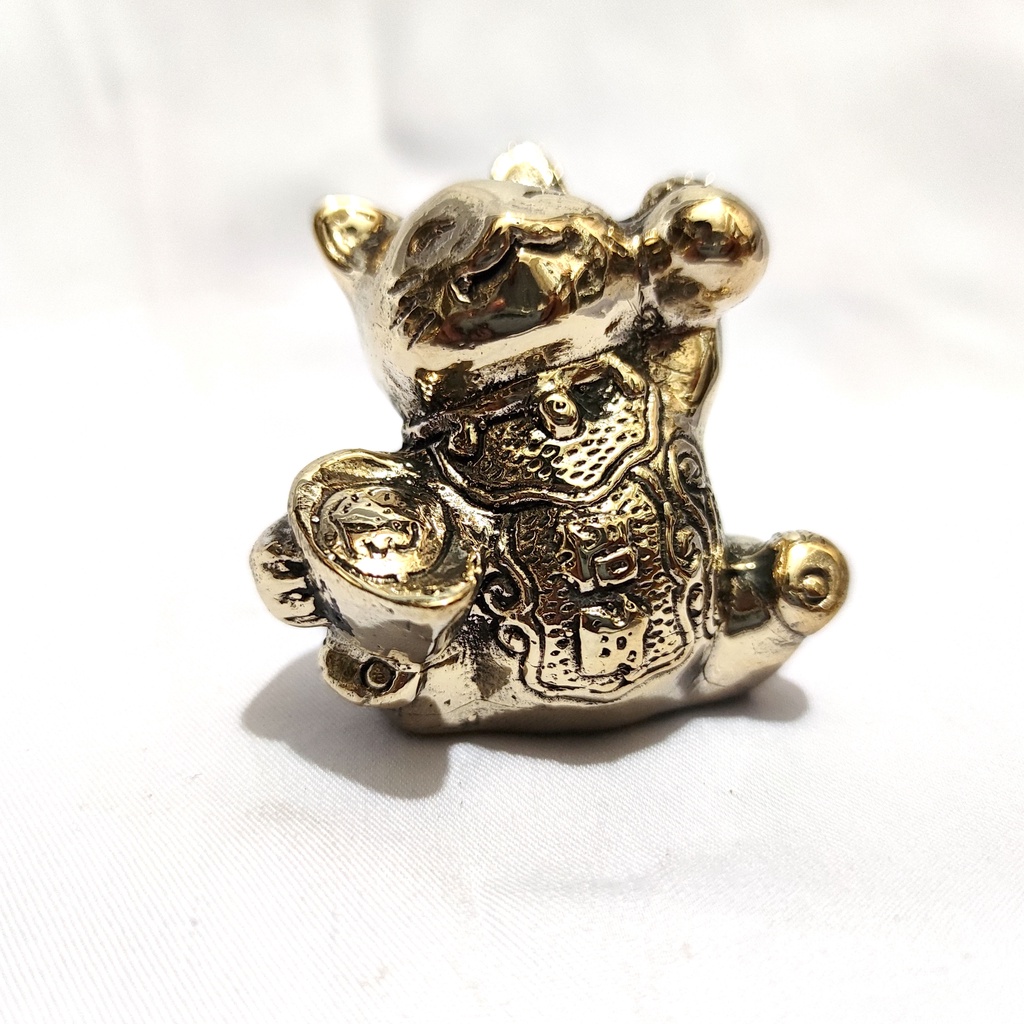 patung kucing emas shio mini kuningan perunggu