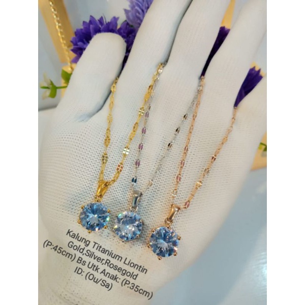 kalung liontin titanium permata satu