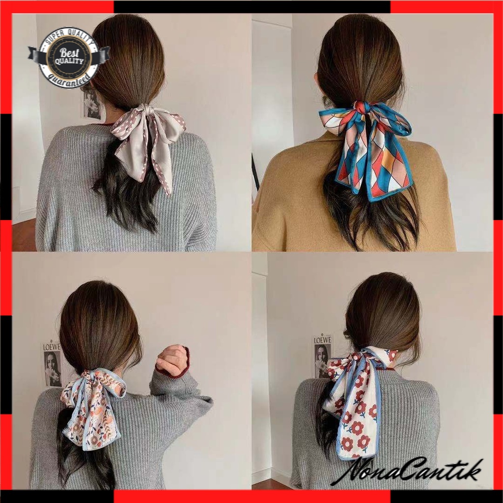 Scarf Syal Scraft Bandana Leher Rambut Twilly Tas Top Selendang Wanita Satin Silk Korea hair scarf NonaCantik01