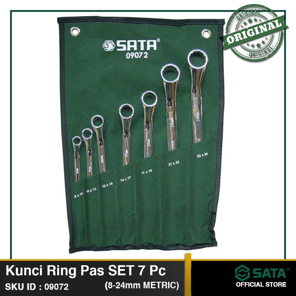 KUNCI RING SET 7 Pcs METRIC Double Box End Wrench 09072 SATA TOOLS