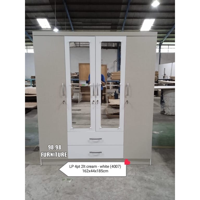 Lemari Pakaian 4 Pintu Murah - Lemari Baju 4 Pintu - Lemari Pakaian 4 Pintu 2 Laci - Medan