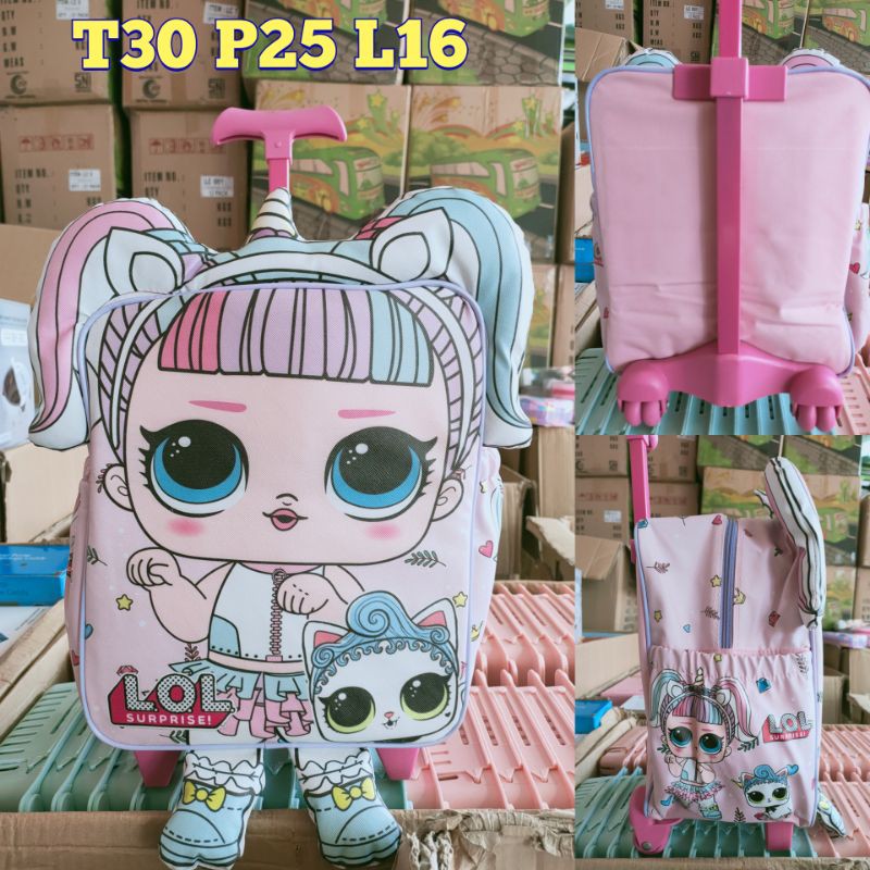 Tas Ransel Trolley/Trolley bag LED uk SD anak cewek karakter FROZEN / LOL / HELLO KITTY