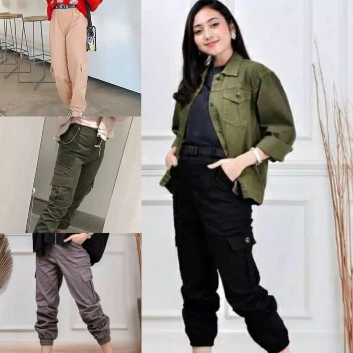CELANA BAGY CARGO WANITA // BAGY CARGO PANTS REMAJA // CELANA JOGGER CARGO
