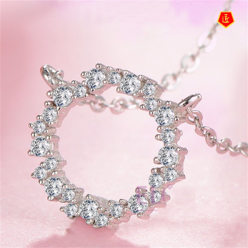[Ready Stock]Silver Necklace Women's Diamond Pendant Necklace Simple Fashion All-Matching