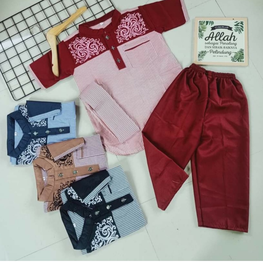 Bonus Peci - Setelan Kurta Anak Umur 1-13 Tahun Bahan Toyobo Salur Adem Nyaman dipakai Bakulshopp