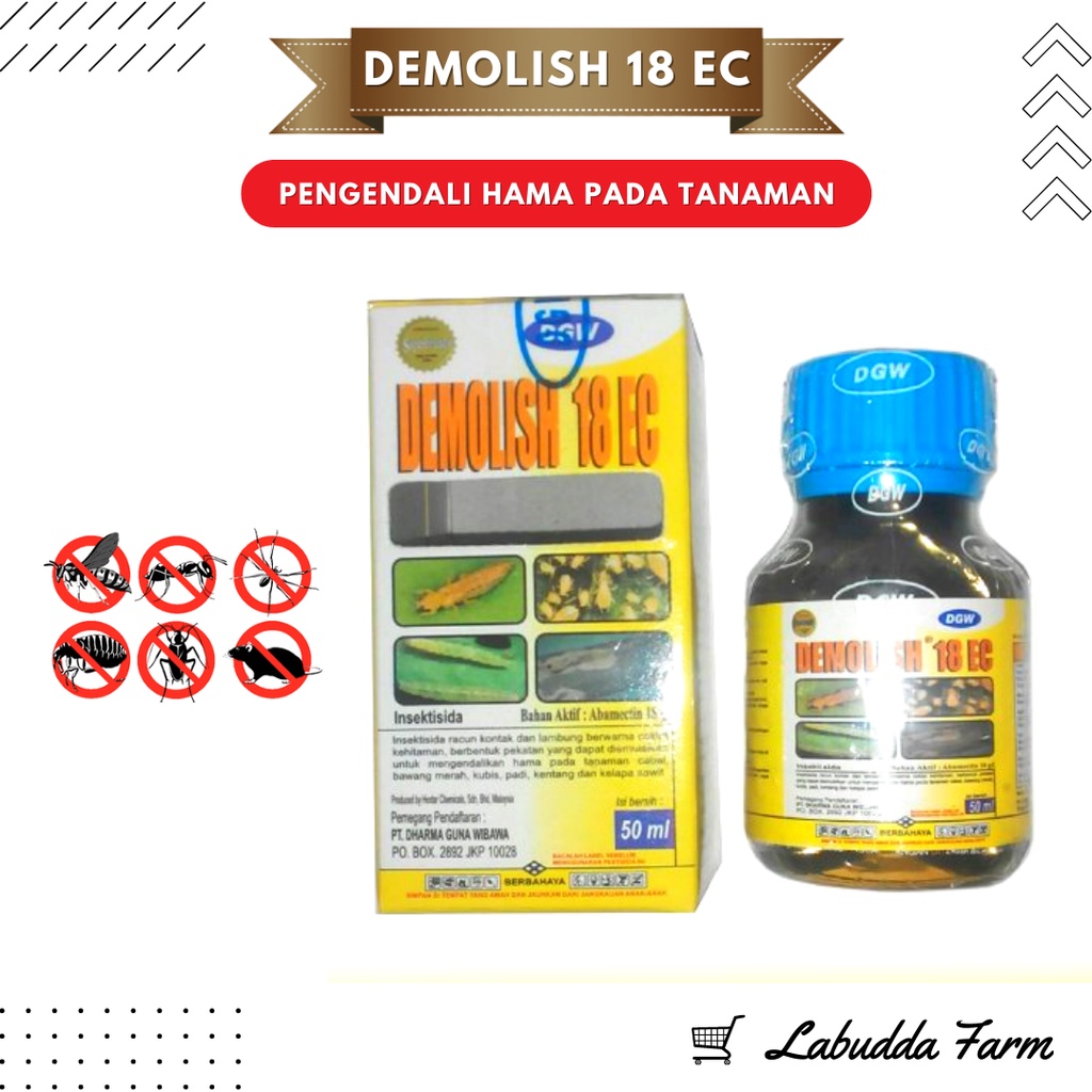 Pembasmi Hama Tanaman Demolish 1.8 EC 200 ml Demolish 200ml Dgw Tanpa Kaos - Akarisida - Pembasmi Ha