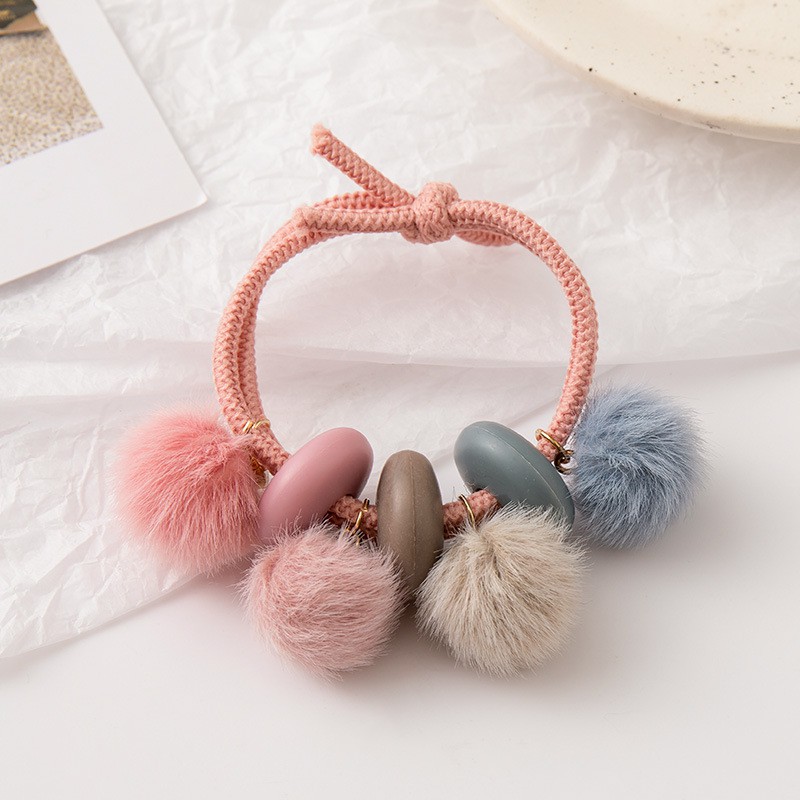 MURMURE.ID | IKAT RAMBUT KOREA SIMPLE MODEL POMPOM BINTANG KARET TALI RAMBUT WANITA HA070 HA071-BULAT - PINK
