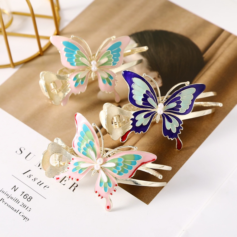 Jepit Rambut Ponytail Bentuk Butterfly Bahan Alloy Gaya China Untuk Wanita