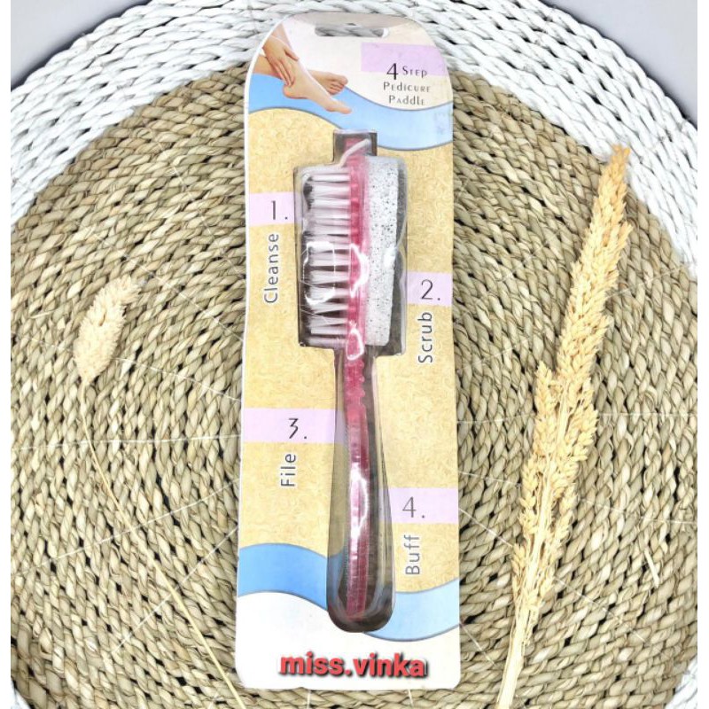 ❤Miss.Vinka❤  Foot Brush 4in1 Pedicure Sikat Batu Apung Amplas Penghalus Perawatan Kulit Tumit Kaki