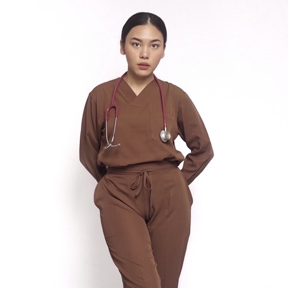 Baju Jaga VLS Scrubs on Call Stretchy Lengan Panjang