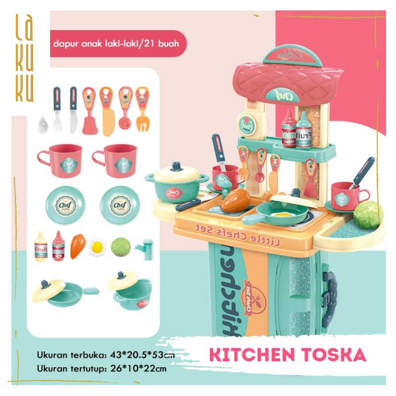 Lakuku - Pretend Toys Mainan Activity Dapur Kitchen Set Makeup Mechanic Meja Rias Doctor Anak dalam Koper Bag 3 in 1