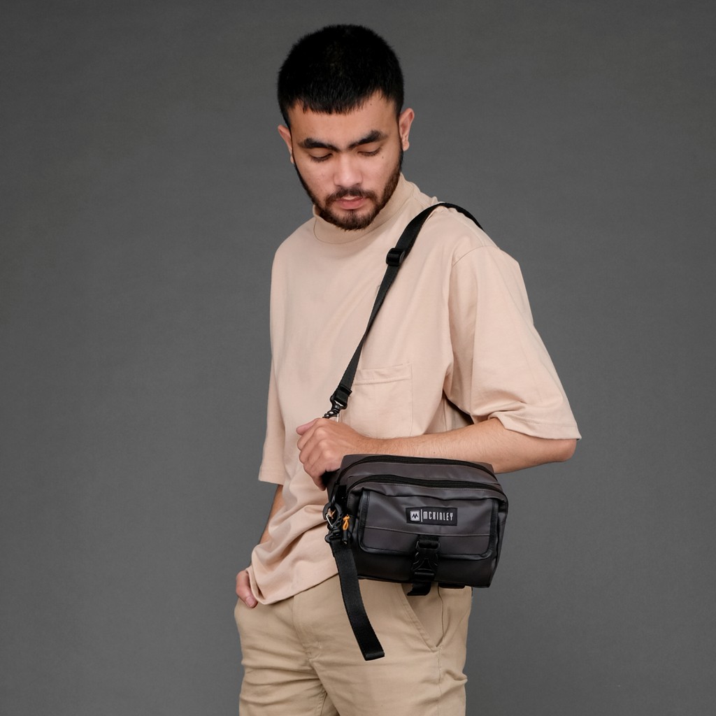 Moria Brown | Tas Slempang Coklat Pria Bahu Multifungsi Sling Pouch Mini Waistbag | FORIND McKinley