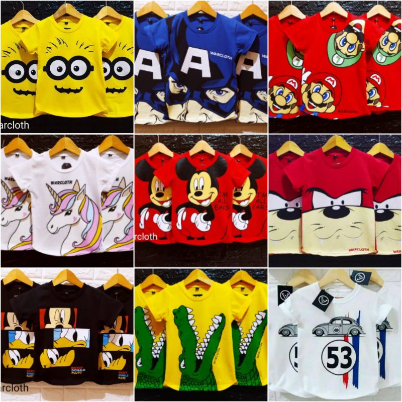 PROMO...!!!BAJU ANAK//KAOS ANAK//PAKAIAN ANAK//KAOS KARAKTER//SUPERHERO//KARTUN//REALPICT//TERLARIS//TERMURAH//USIA 1-9 TAHUN//TERLUCU//KARTUN/SUPERHERO