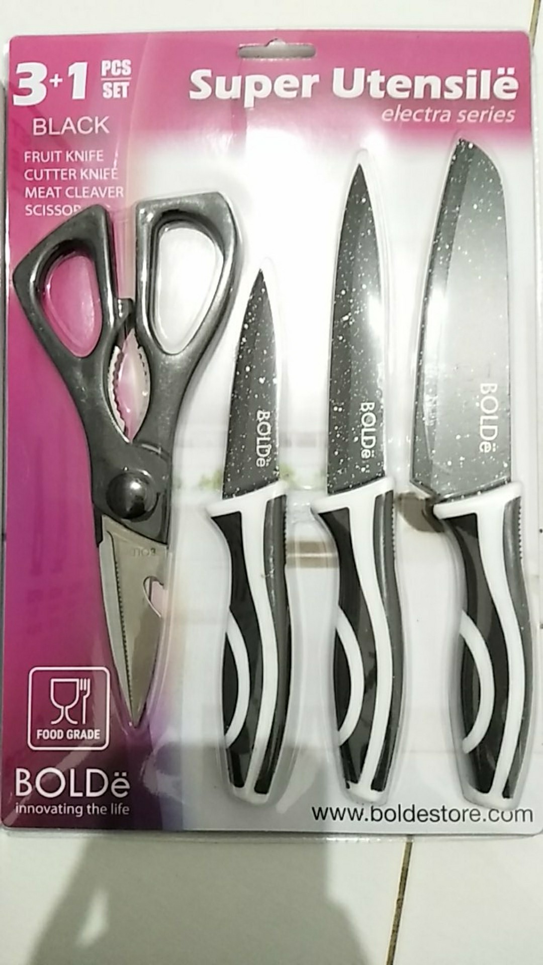 Pisau Set 3+1 Bolde Super Utensil Electra - Knife Set - Gunting Ori