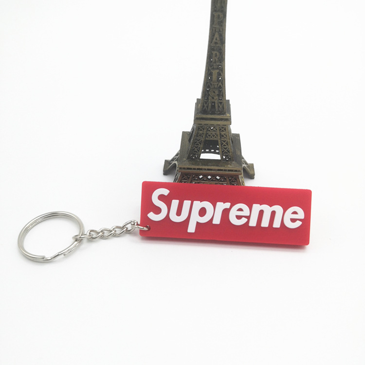 [Ready Stock] PVC Silicone Tide Brand Keychain Key Ring Double-sided Tide Brand Supreme SUP Soft Glue Pendant