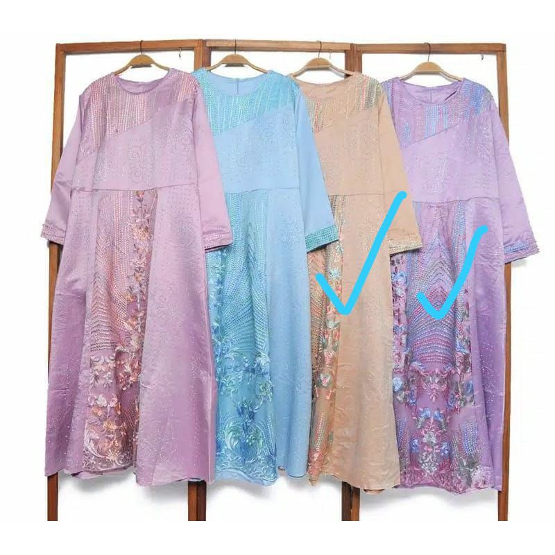 Gamis Brukat Mewah Kombinasi Satin Bridal (2 pcs)