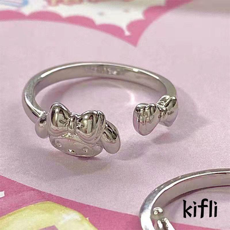 Cincin Model Terbuka Desain Kartun Melody Kuromi Untuk Hadiah Ulang Tahun / Valentine