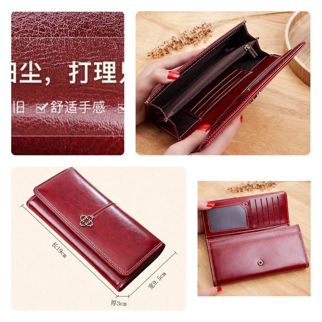 DOMPET PANJANG WANITA LIPAT KULIT FLORIDA IMPORT PREMIUM MURAH KARTU TIPIS PESTA KOREA BATAM BRANDED