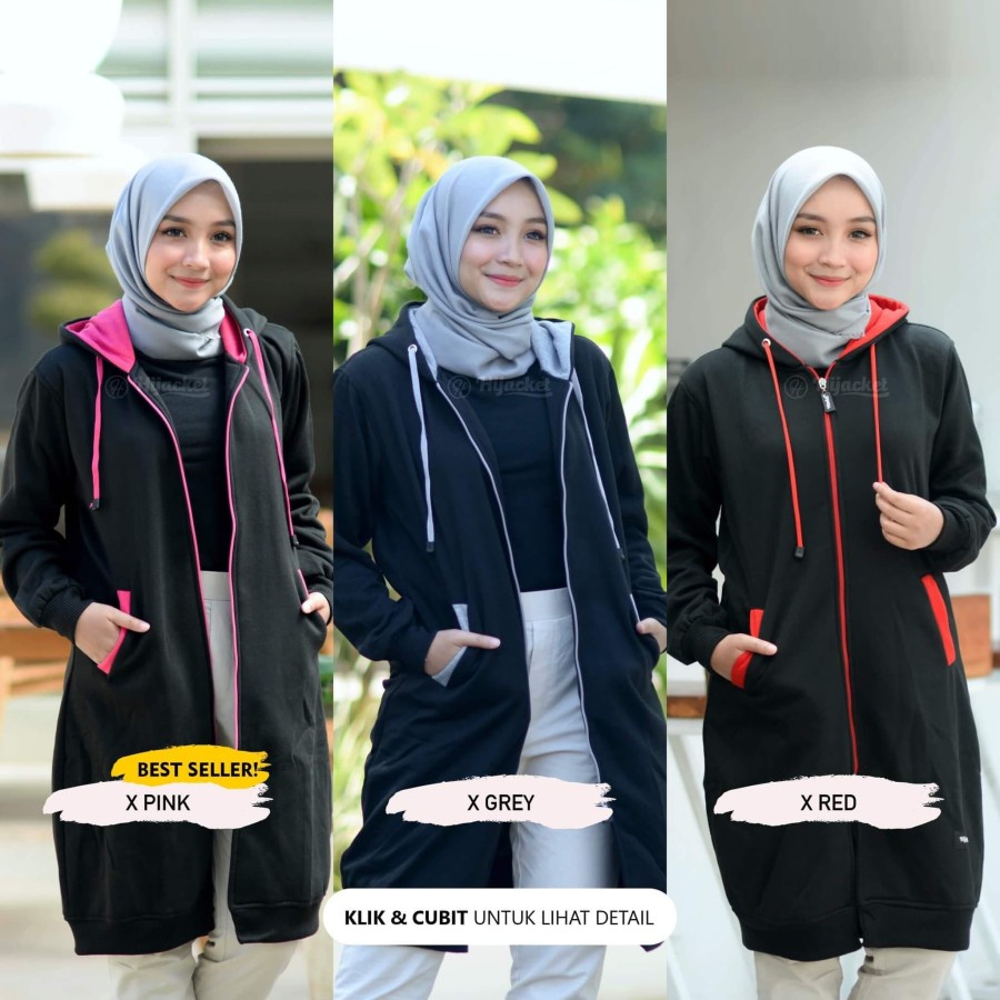 (BEST SELLER) Jaket Sweater Wanita Muslimah Hijab - Hijacket Basic Hijaber Original Panjang Hijaket