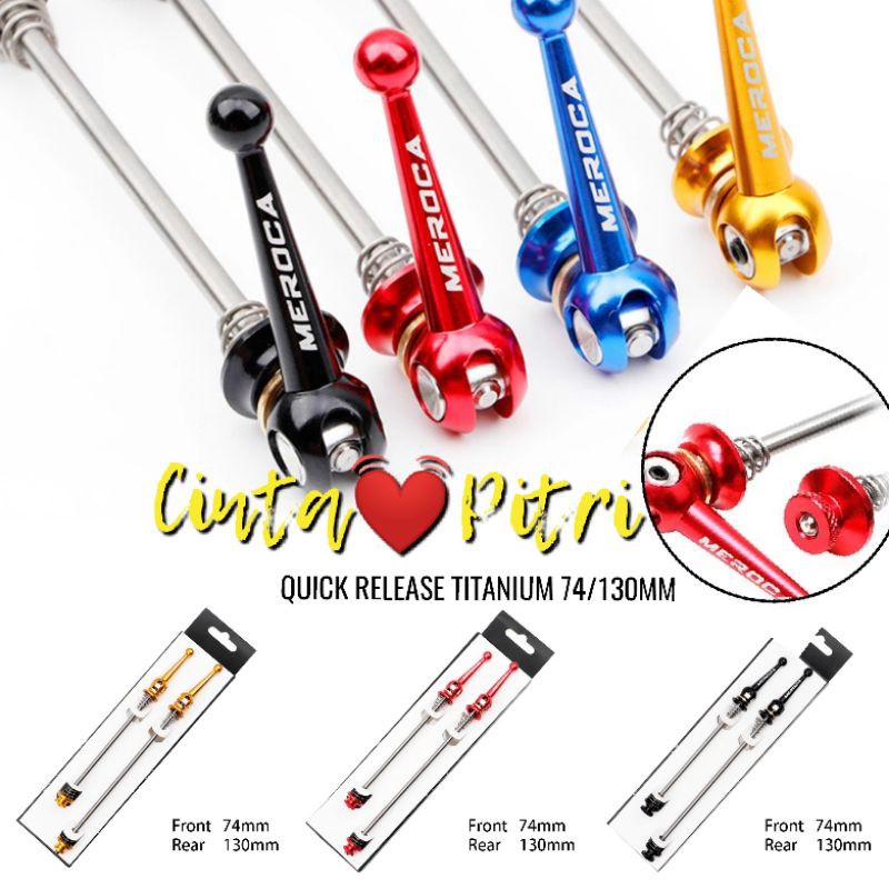 QUICK RELEASE TITANIUM MEROCA ORIGINAL 74 MM 130 MM SKEWER KUNCI AS RODA RIMS WHEELSET SEPEDA LIPAT