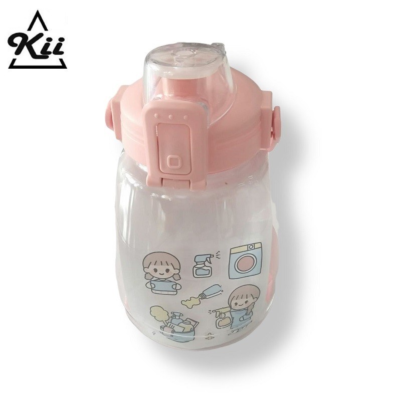 Botol Gemoy Transparant 1 Liter - Botol Minum Unik - Free Sticker DIY