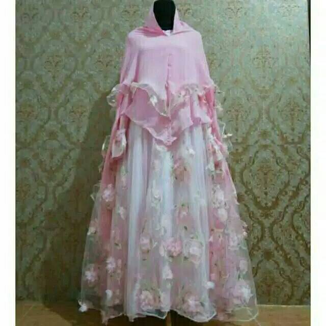 Gamis Bunga 3D Timbul (Lyra Virna)