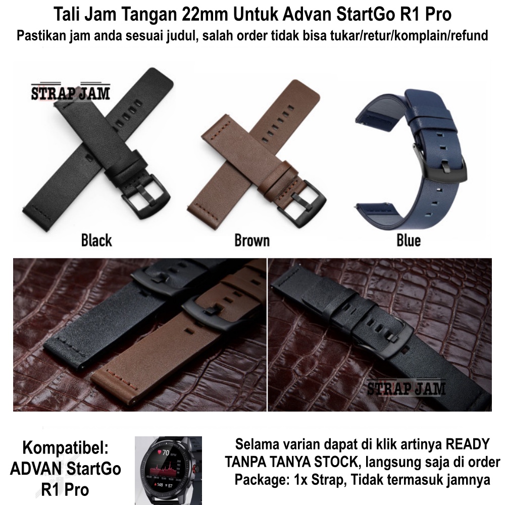 MODERN Tali Jam Tangan Advan StartGo R1 Pro - Strap 22mm Kulit Leather Polos