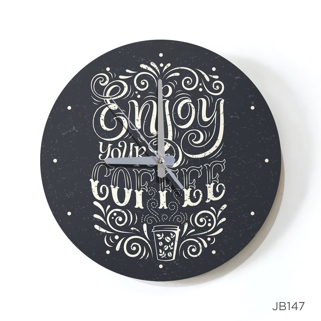 Jam Dinding Bulat Motivation Quote Coffee Diameter 30cm Shopee Indonesia