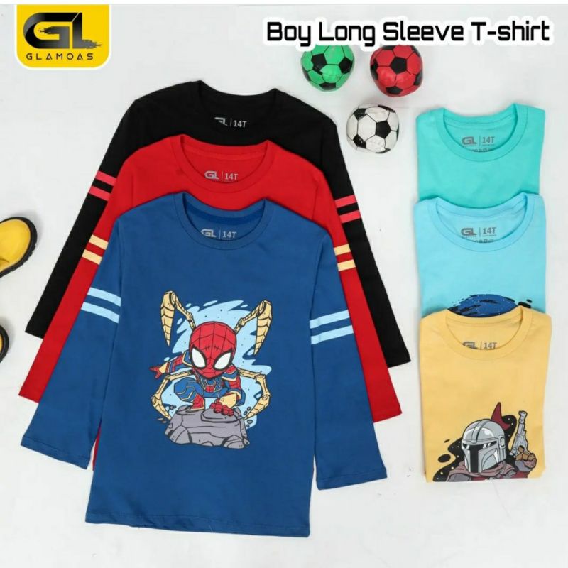 Baju Kaos anak laki laki lengan panjang 6-14th  kaos spiderman