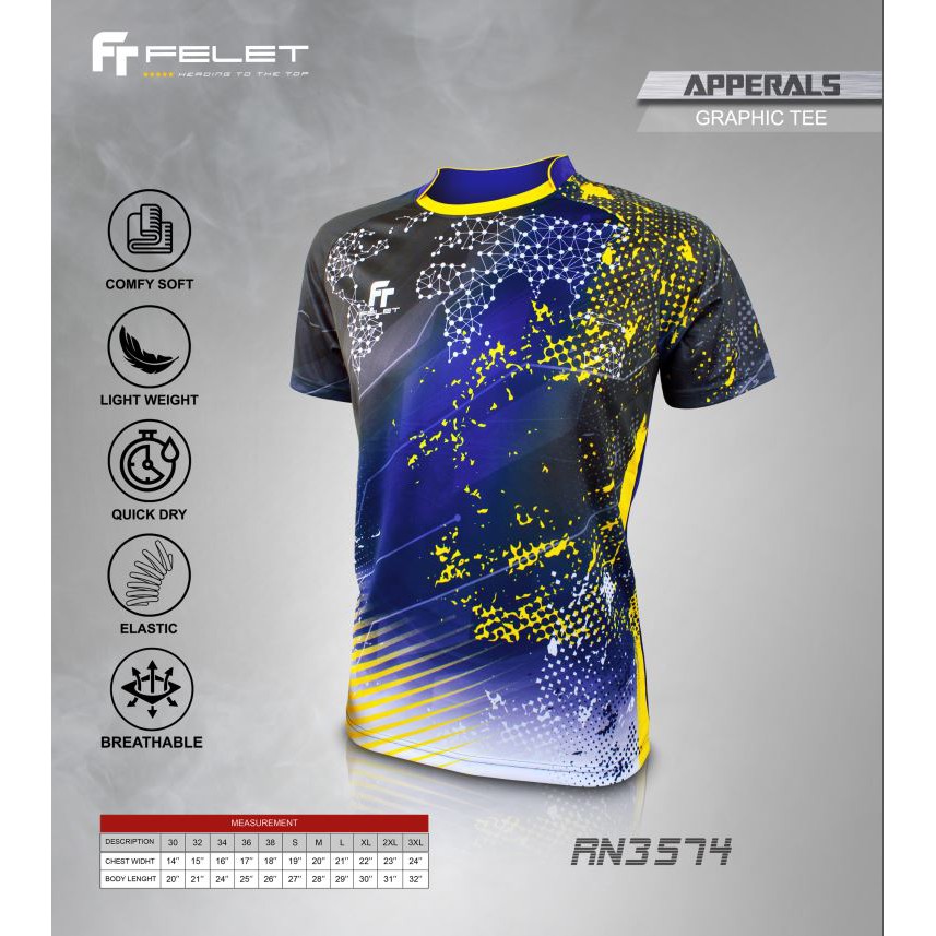 ORIGINAL - Kaos / Baju Olahraga Badminton Pria Dewasa FELET - GRAPHIC TEE SERIES