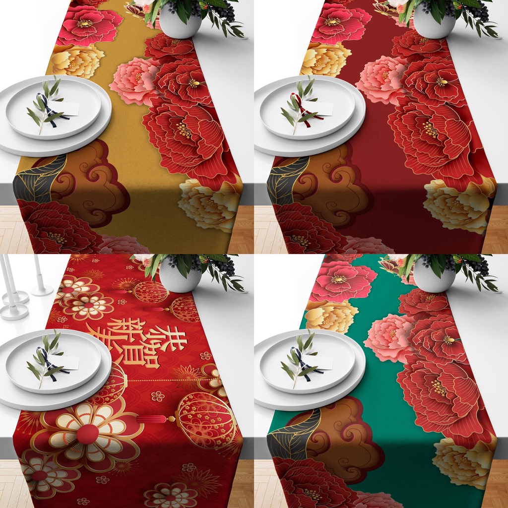 Table Runner Taplak Meja Motif Imlek 280x40 cm CNY Sincia Chinese New Year - Pusat Kado Murah