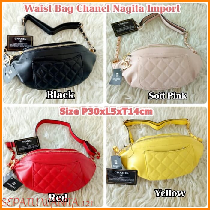 FASHION WANITA Tas Wanita Cewek Branded Hadiah Kado Unik MERK CHANEL Cobble 1599 Black Brown White