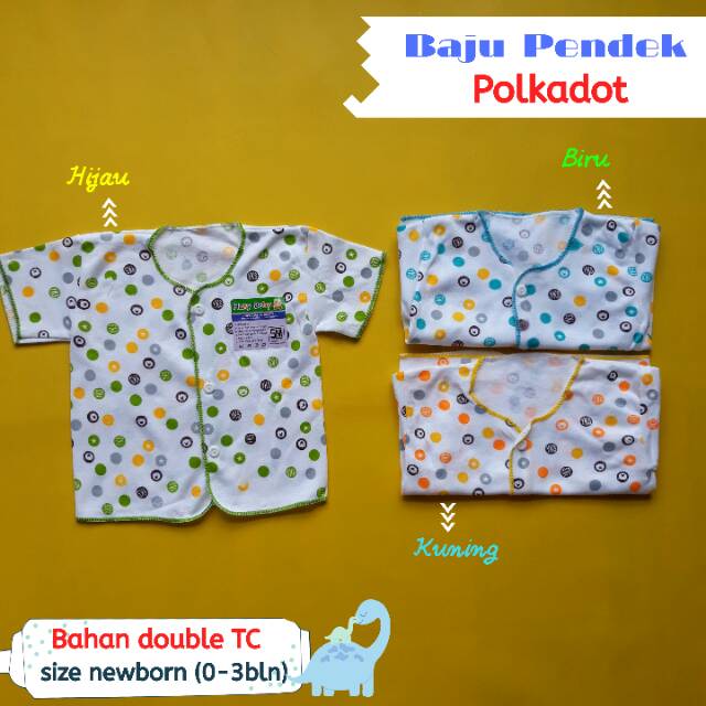 stelan pendek baju celana bayi polkadot newborn