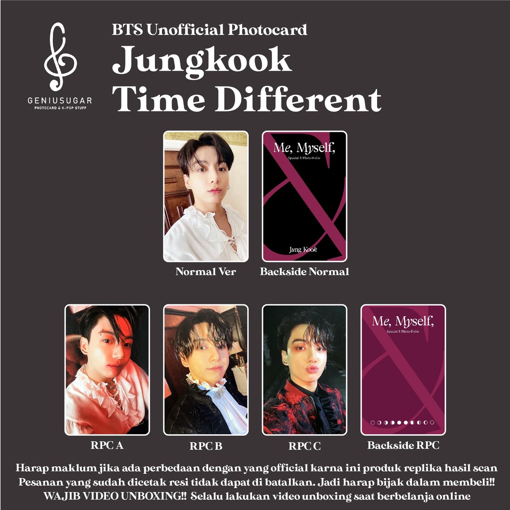 [REPLIKA BTS Jungkook] PHOTOCARD JK PHOTO FOLIO TIME DIFFERENCE UNOFFICIAL