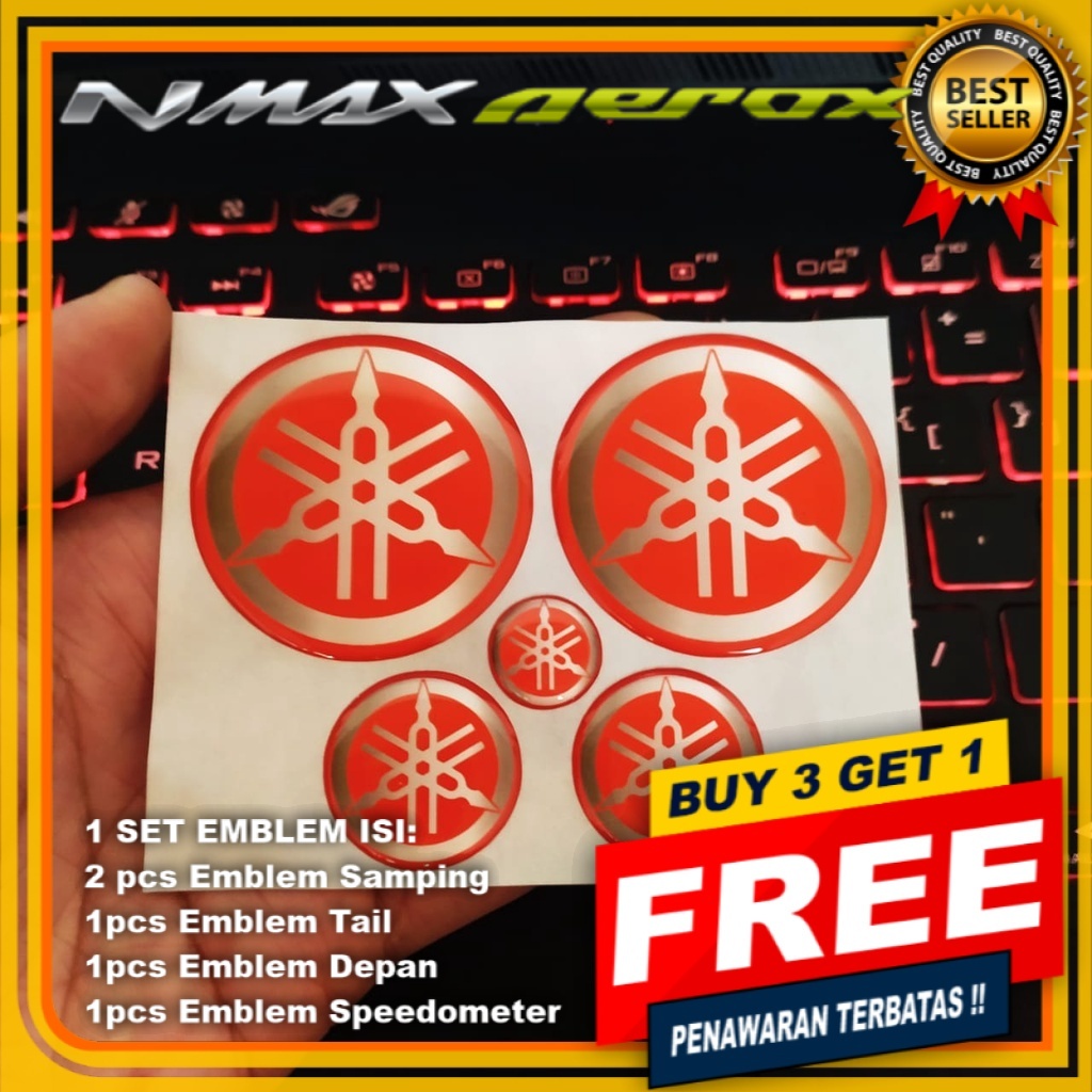 LOGO YAMAHA MERAH GARPUTALA EMBLEM NMAX DAN AEROX LEXI STIKER NMAX STIKER MOTOR NMAX 1 SET STIKER AE