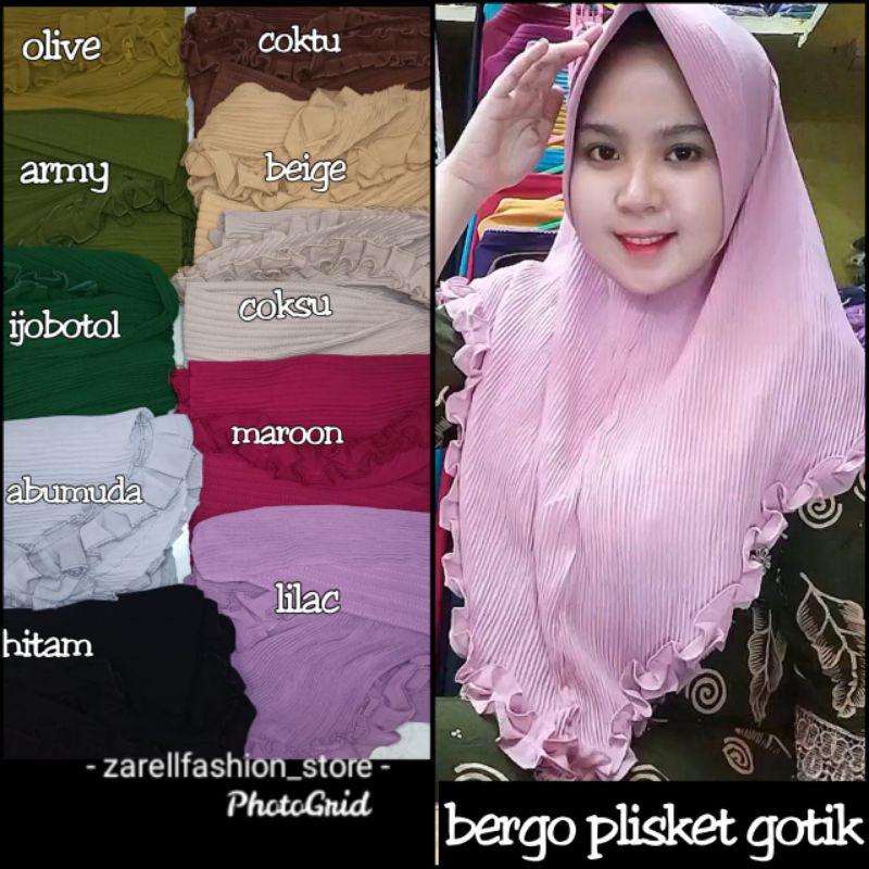 ZAZIZESTORE - BERGO PLISKET GOTIK / JILBAB PLISKET INSTAN REMPEL