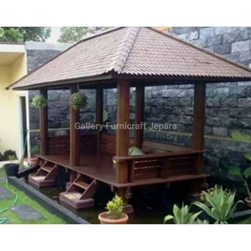 Gazebo Outdoor Kayu Glugu 2x6 M