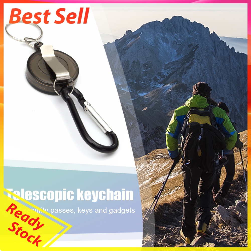 Metal Retractable Keychain Anti-Lost Anti-Theft EDC Keyring Buckle Hooks