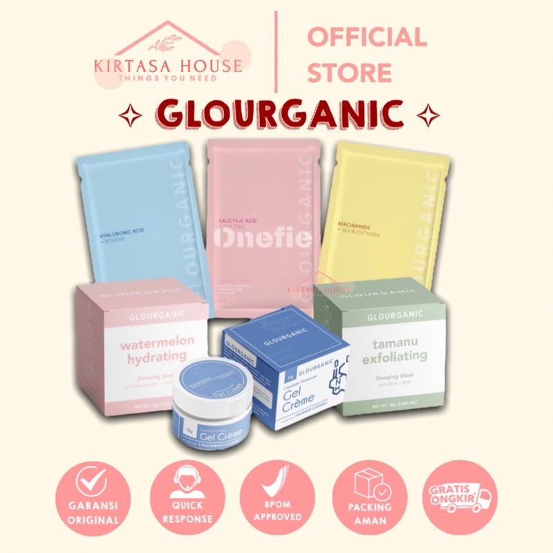 [READY] Glourganic Sleeping Mask Watermelon Hydrating • Tamanu Exfoliating • Gel Creme Ceramide Mois