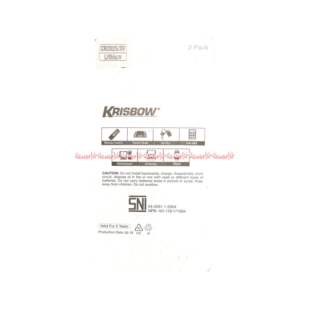 Krisbow CR2025 3V Lithium Baterai Bulat Isi 2 Pcs Batre Kancing Batrai 2025