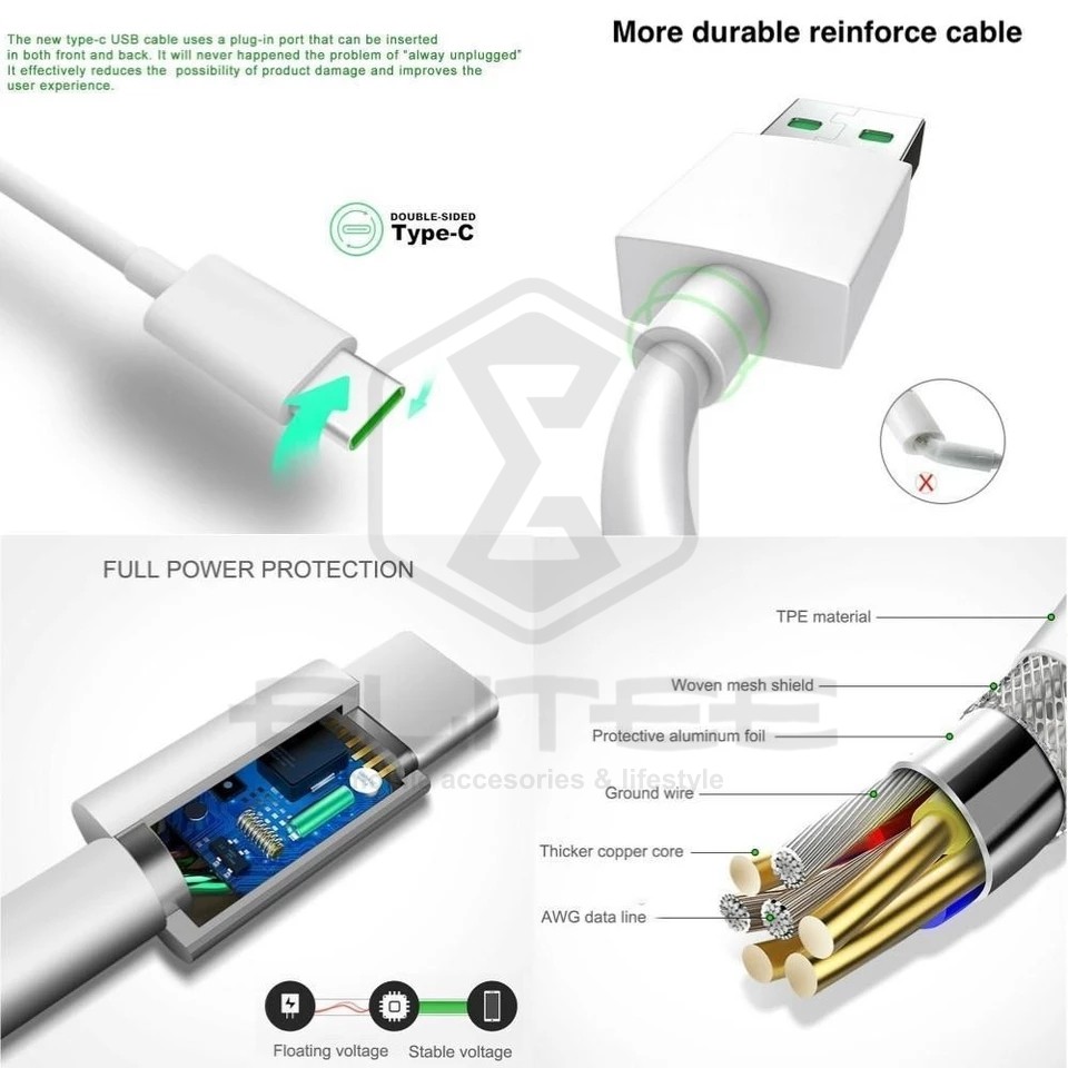 Kabel Data OPPO Type C VOOC 5V/4A Fast Charging