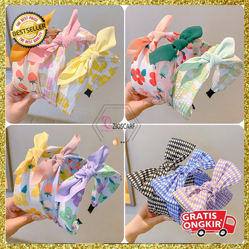 Bando Korea Anak Perempuan Aksen Ikat Pita Kartun Buah Aksesoris Bandana Rambut fashion lucu kekinian AK223