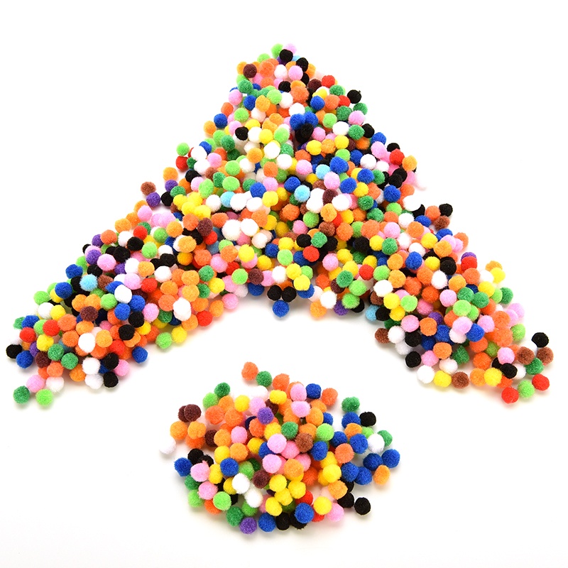 1000pcs Pom Pom Lembut 10mm Warna Campur Untuk Anak