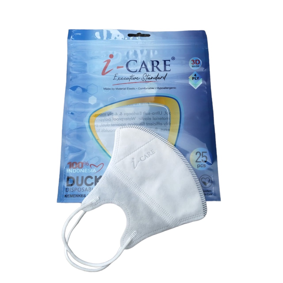 Masker Duckbill icare 4ply Sachet Ziplock isi 25pc Premium Quality