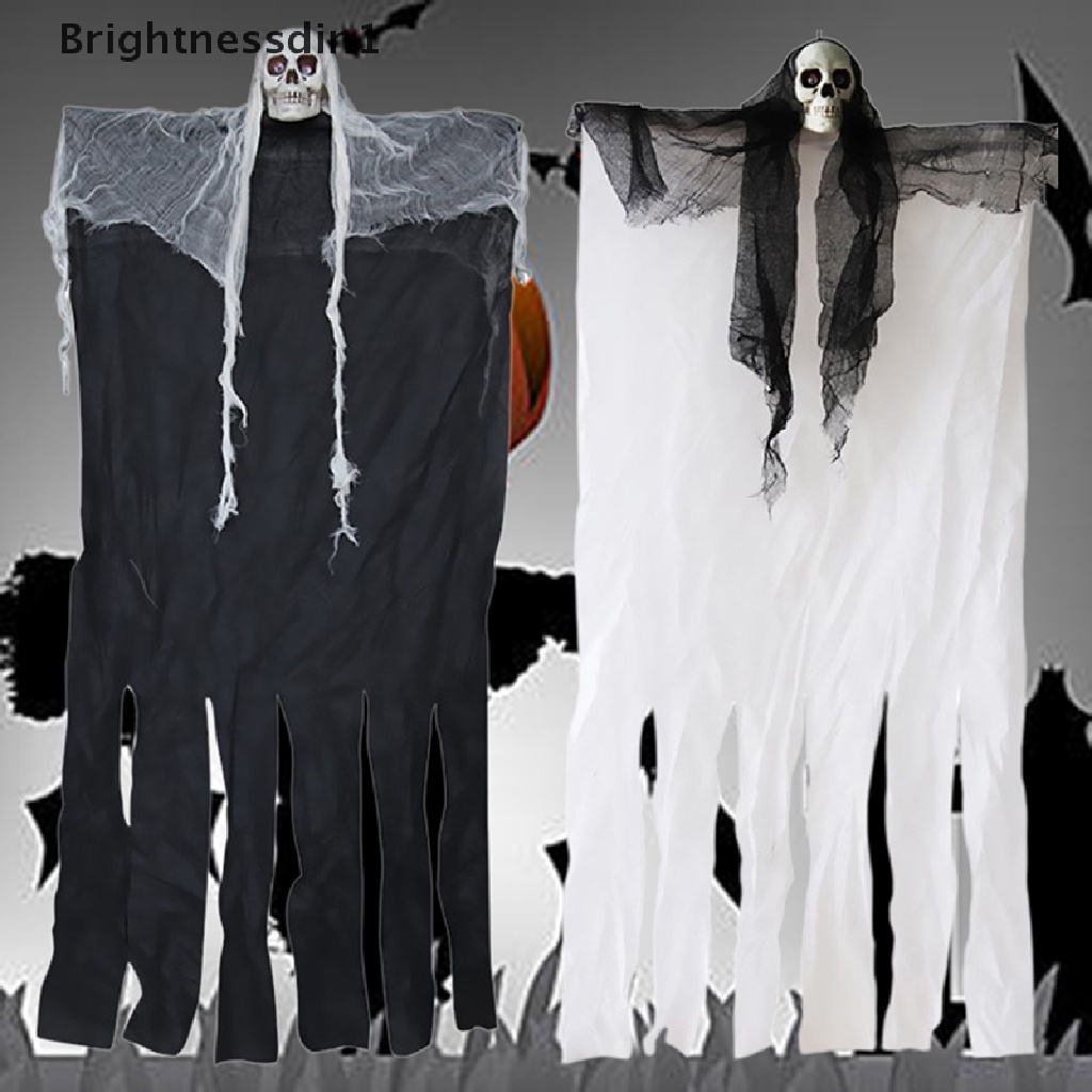 (Brightnessdin1) 2020 Gantungan Tengkorak 100cm Warna Hitam / Putih Untuk Dekorasi Halloween