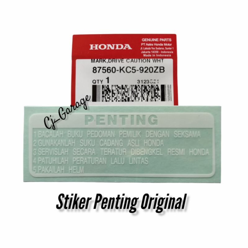 Stiker Penting Stiker pelengkap Tangki GL MEGAPRO CB TIGER GLPRO WIN 100 ORIGINAL