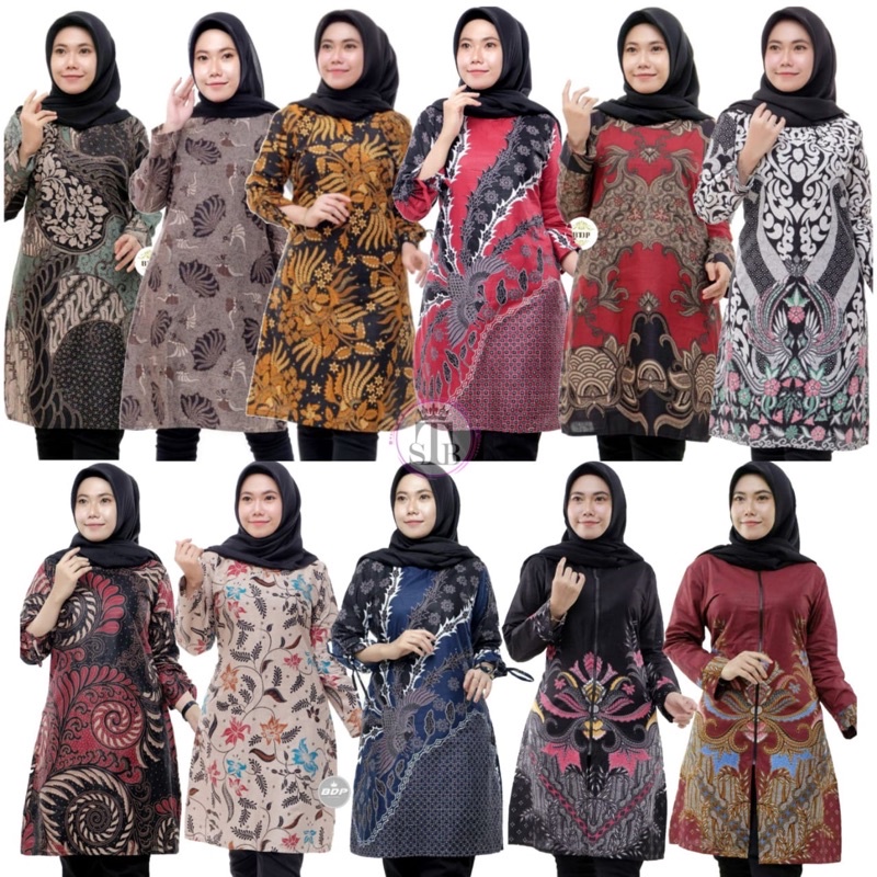 Terlaris SERUT GENES JELITA TUNIC NAVBOR YELBOR WHITBOR CREAMBOR TUNIK BATIK MODERN HRB030 D