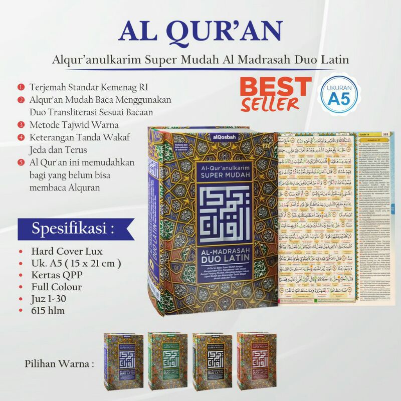 Mushaf Al-Quran Supermudah Al Madrasah  Duo latin A5(sedang)Terjemah