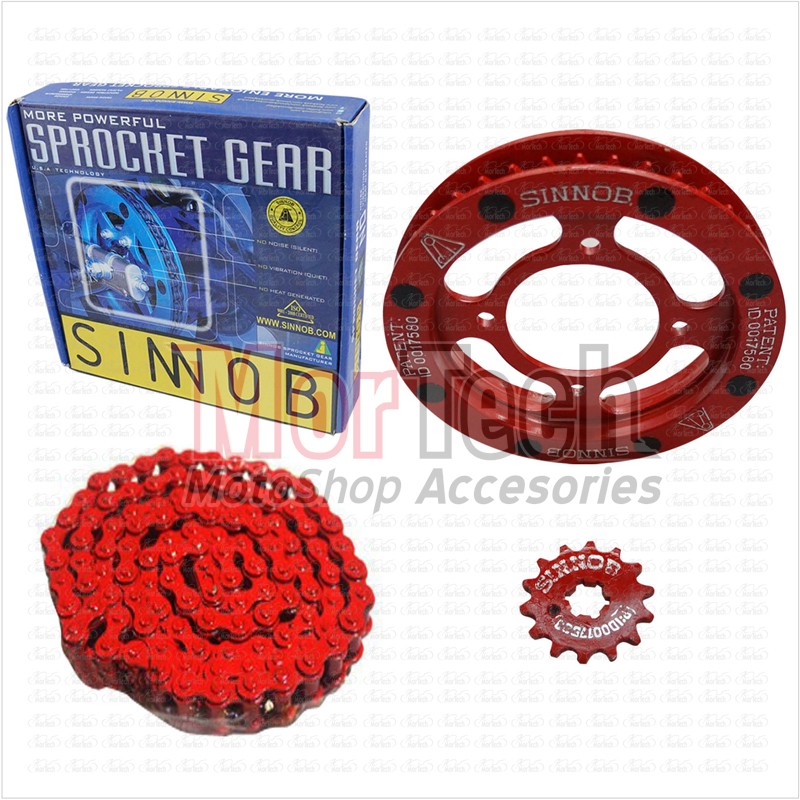 Sinnob Chain Kit Gear - Gir Set Rantai - Rante Motor Jupiter Z New Z1 Colour Chain Merah Hitam